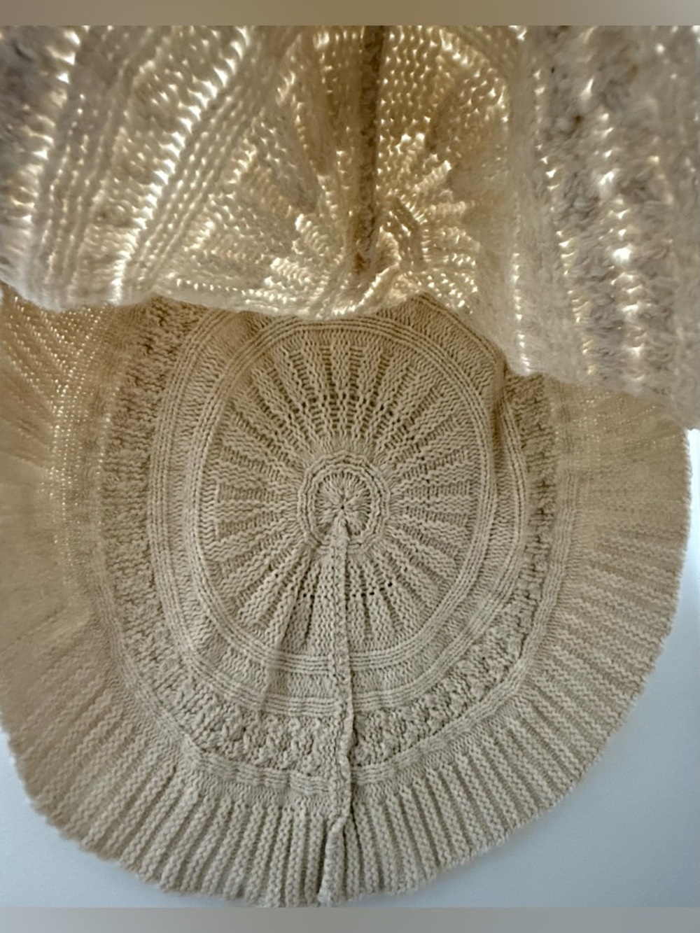 Cream Cable-Knit Turtleneck Cape - Made in Italy - Picture 4 of 8